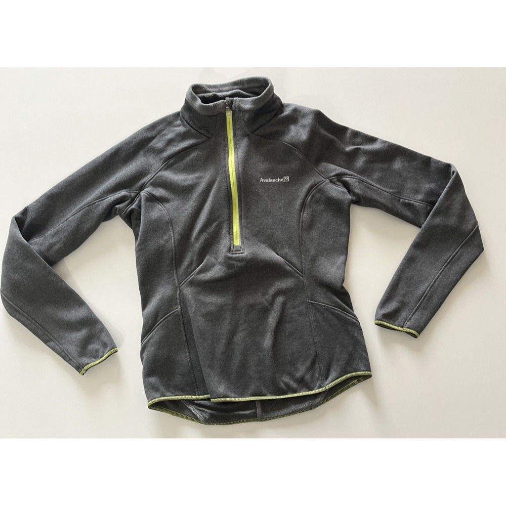 Avalanche Women's Size S Gray Quarter Zip Neon Green Trim Long Sleeve Athletic